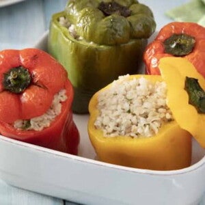 Pimientos Rellenos con arroz y lentejas