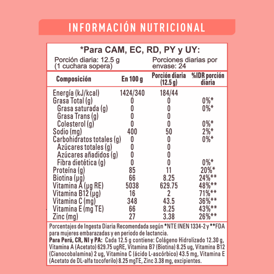 Materna Opti-Skin Información Nutricional